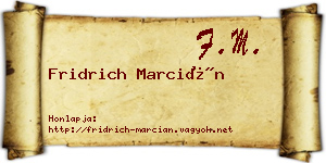 Fridrich Marcián névjegykártya